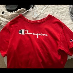 Red champion crop top